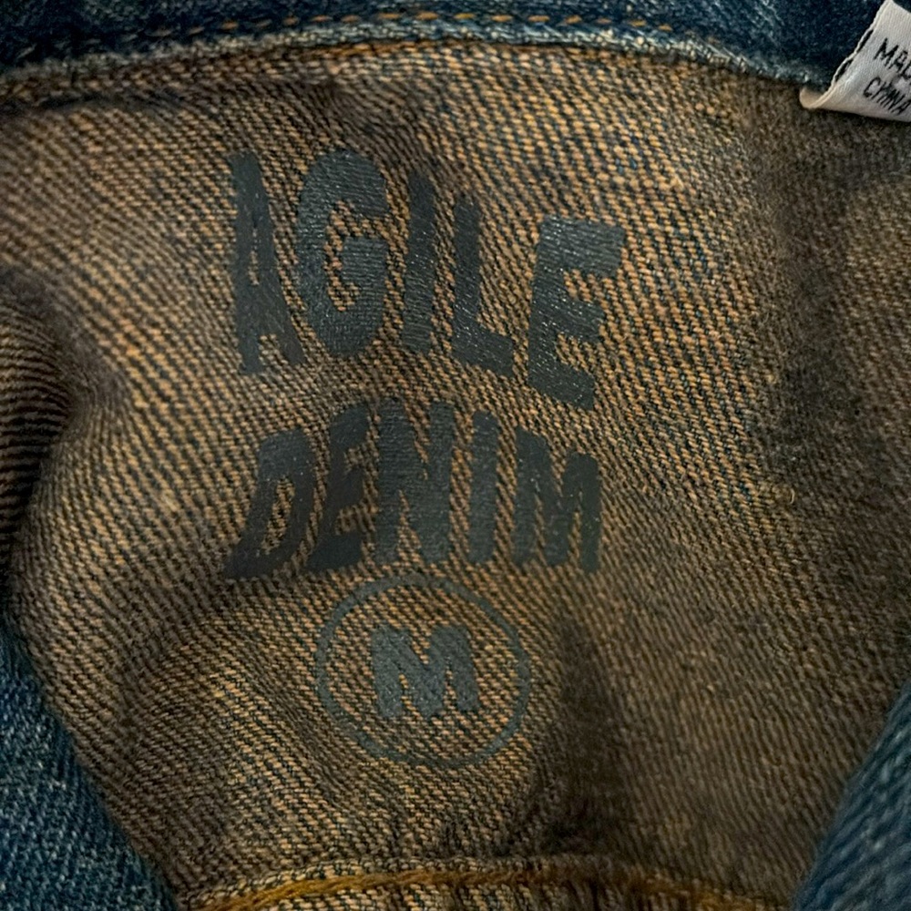 Agile Denim Mens Distressed Blue Jean Trucker Jacket Size M - Picture 11 of 11